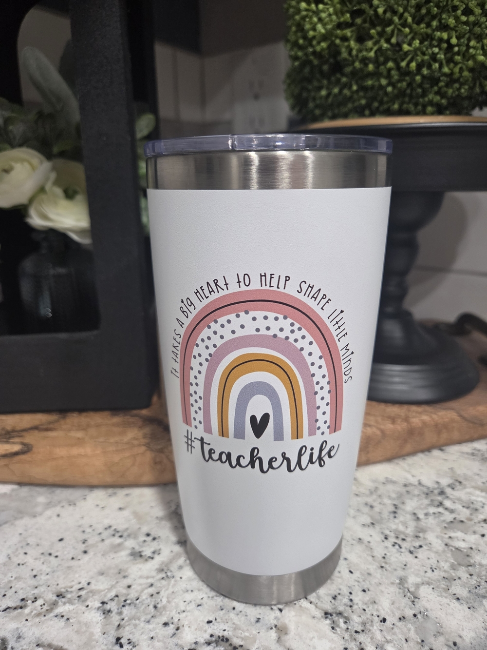 Teacher Tumbler "#teacherlife" Rainbow Tumbler - Ideal Teacher Gift NWOT